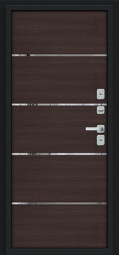 Входная дверь Thermo Лайн/BChrome Букле черное/Wenge Melinga BR6212 внутренняя сторона