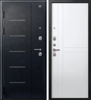 Дверь V-06 Черный муар - Белый