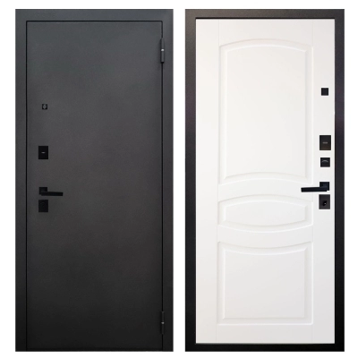 Фото Входная дверь Аргус BLACK Муар чёрный \ Монако белый софт